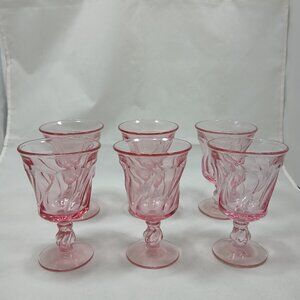 Set of Six (6) Pink Goblets Fostoria Jamestown Goblets